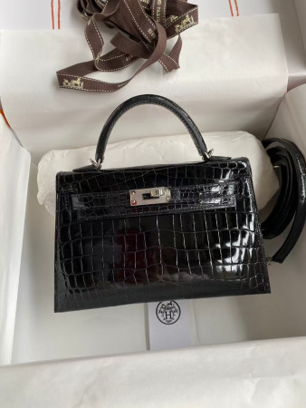 h**me5 mini kelly 19 19×6×12cm real alligator leather with the alligator stamp (cusT0mized, no exchange no return, about 20 days)