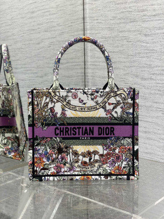 small D*or book tote  ecru multicolor D*or 4 saisons Été soleil embroidery 26x8x22cm