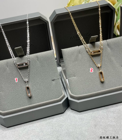 Mes1kaa double layer polished moving necklace