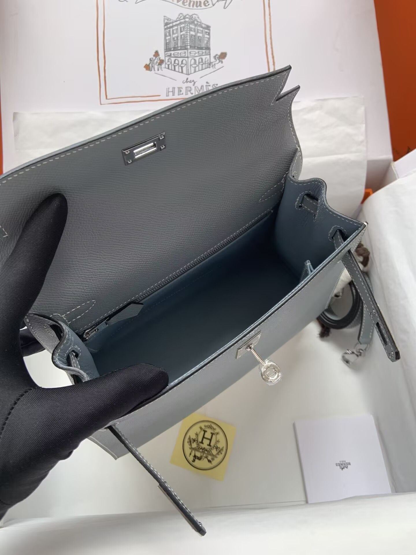HERMÈS Kelly Silver-tone Hardware 25 28