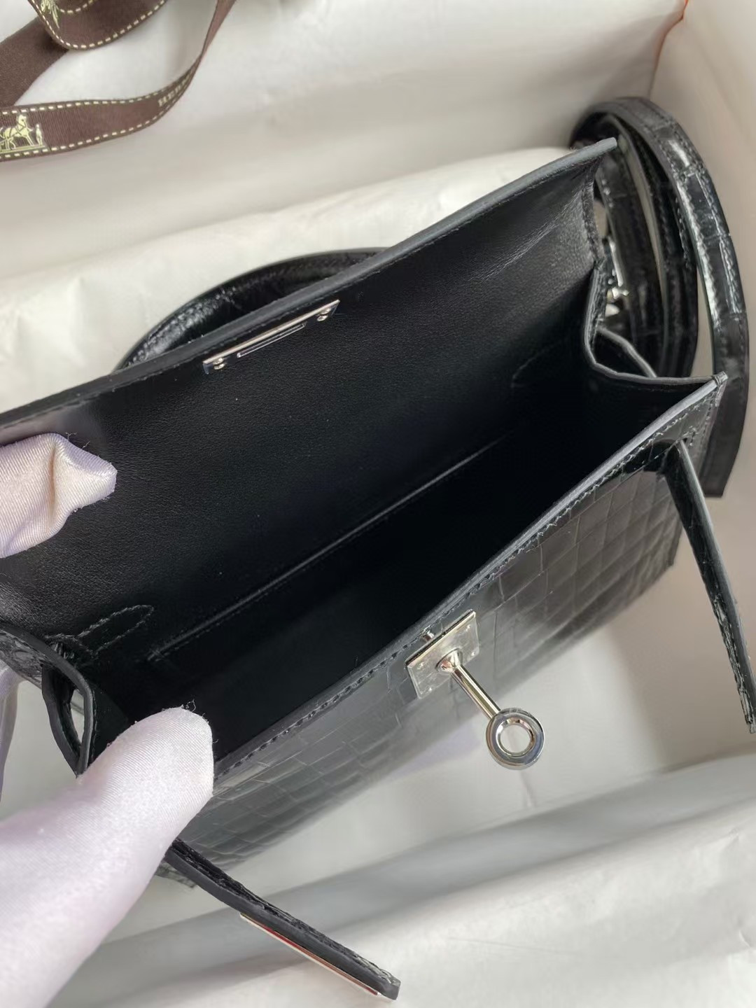h**me5 mini kelly 19 19×6×12cm real alligator leather with the alligator stamp (cusT0mized, no exchange no return, about 20 days)