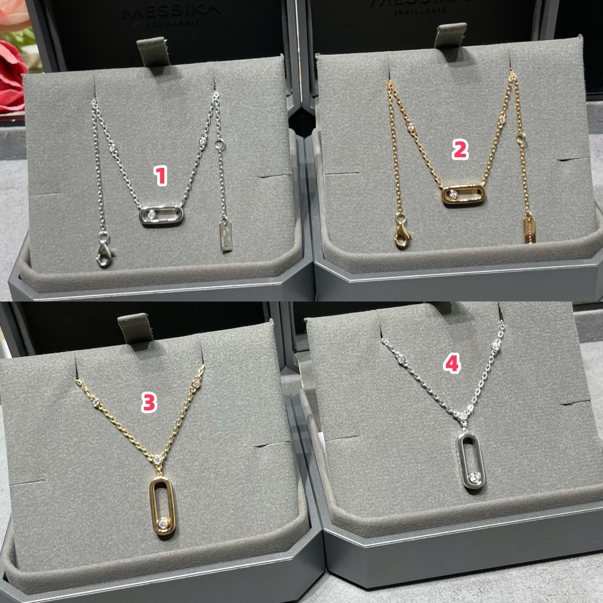 Mes1kaa polished single di*m*nd moving necklace