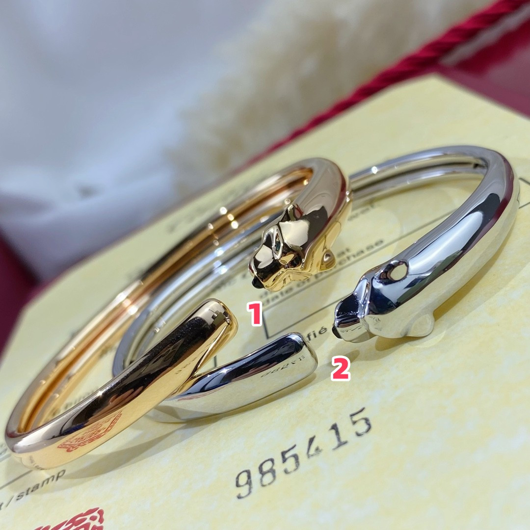 Ca*t*er slim polished leopard bracelet  16-17
