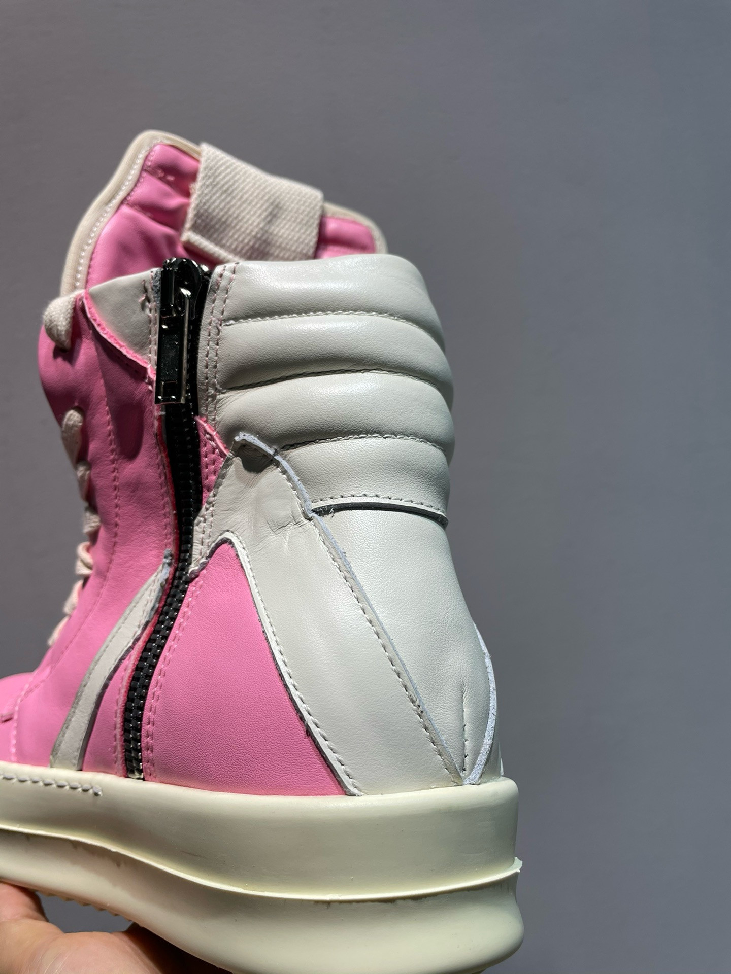 r1ck 0wens geobasket high-top leather pink sneakers