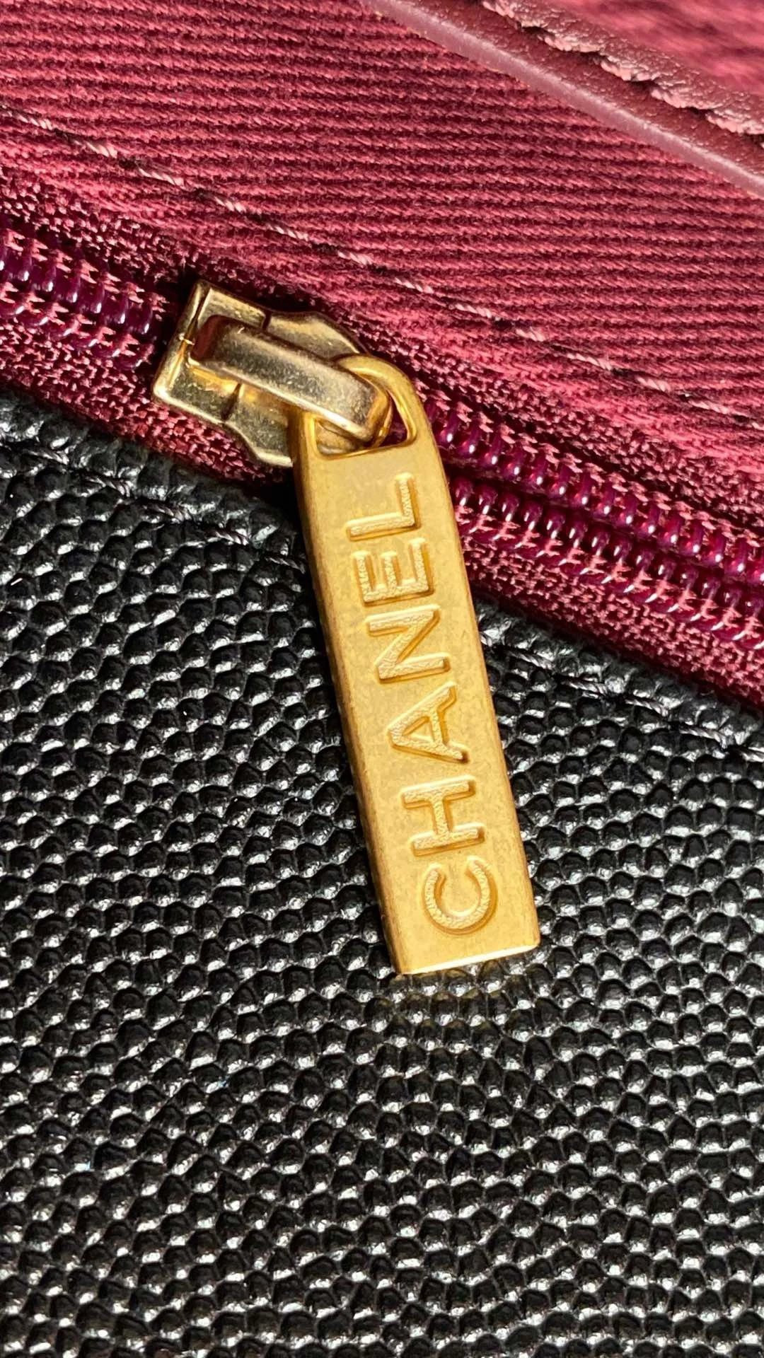 Ch*el flap bag with top handle