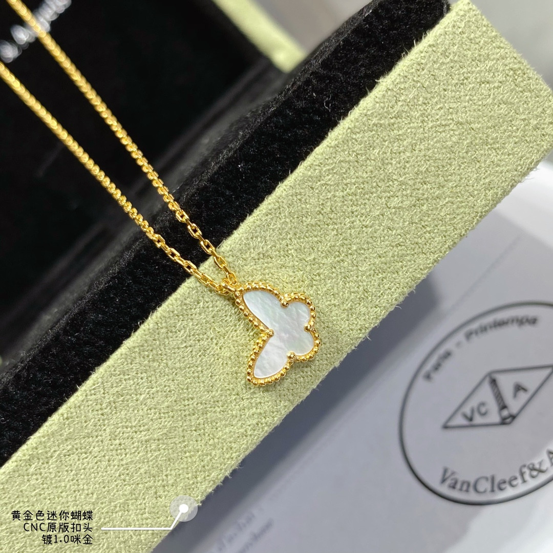 v*n cl*f & arpels preM1vm white fritillary mini butterfly necklace