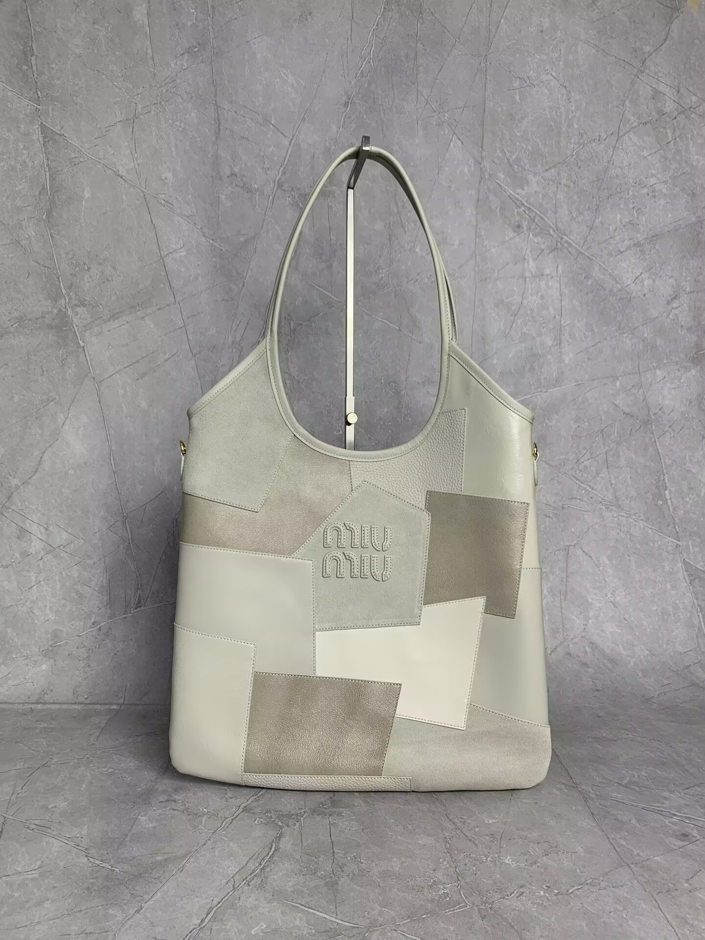 M1v M1v ivy leather patchwork bag 40x35cm