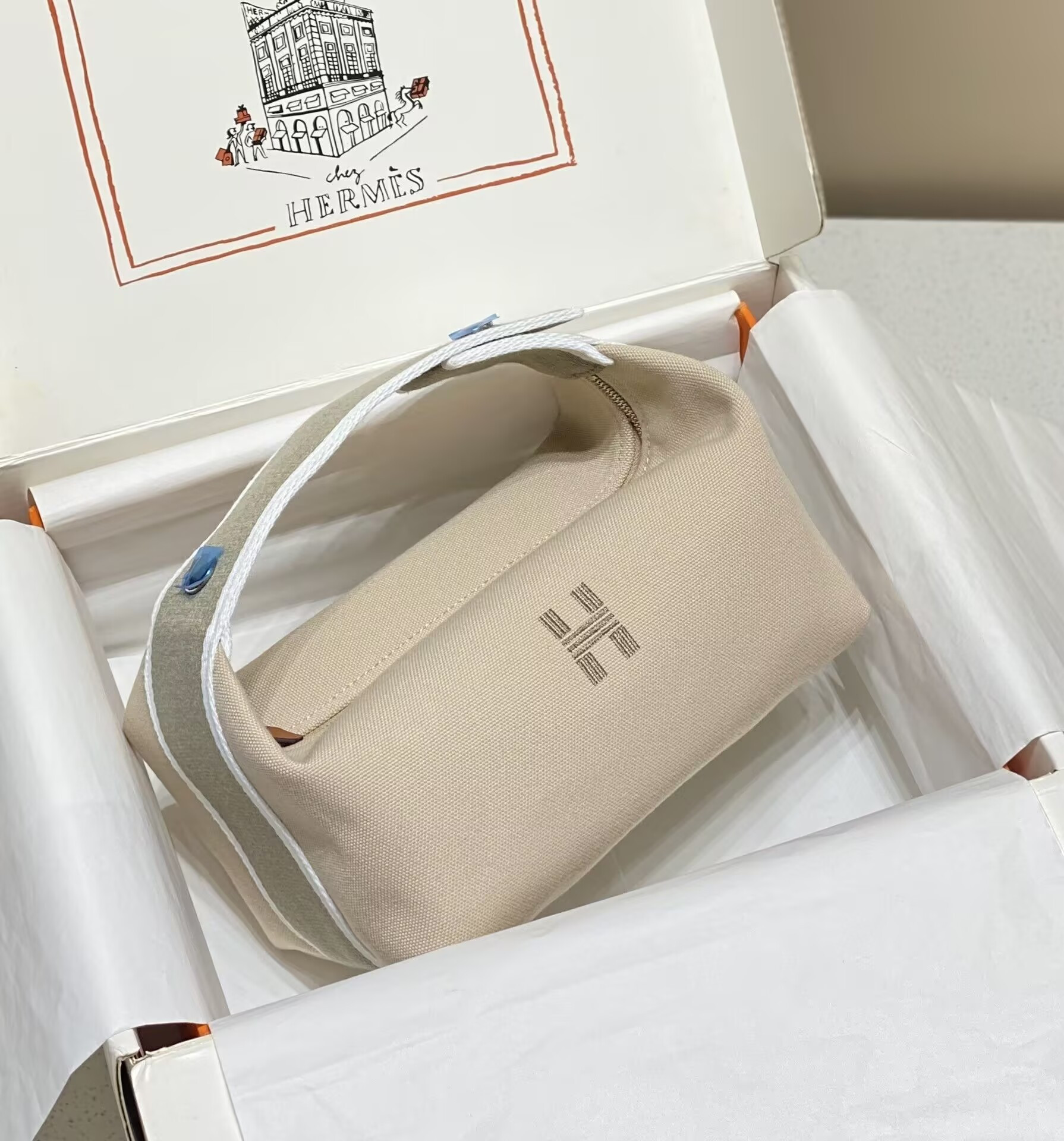 H**mes canvas bride-a-brac case toiletry pouch