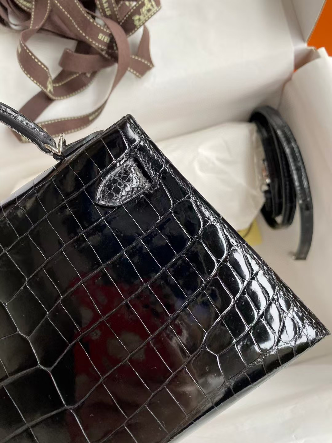 h**me5 mini kelly 19 19×6×12cm real alligator leather with the alligator stamp (cusT0mized, no exchange no return, about 20 days)