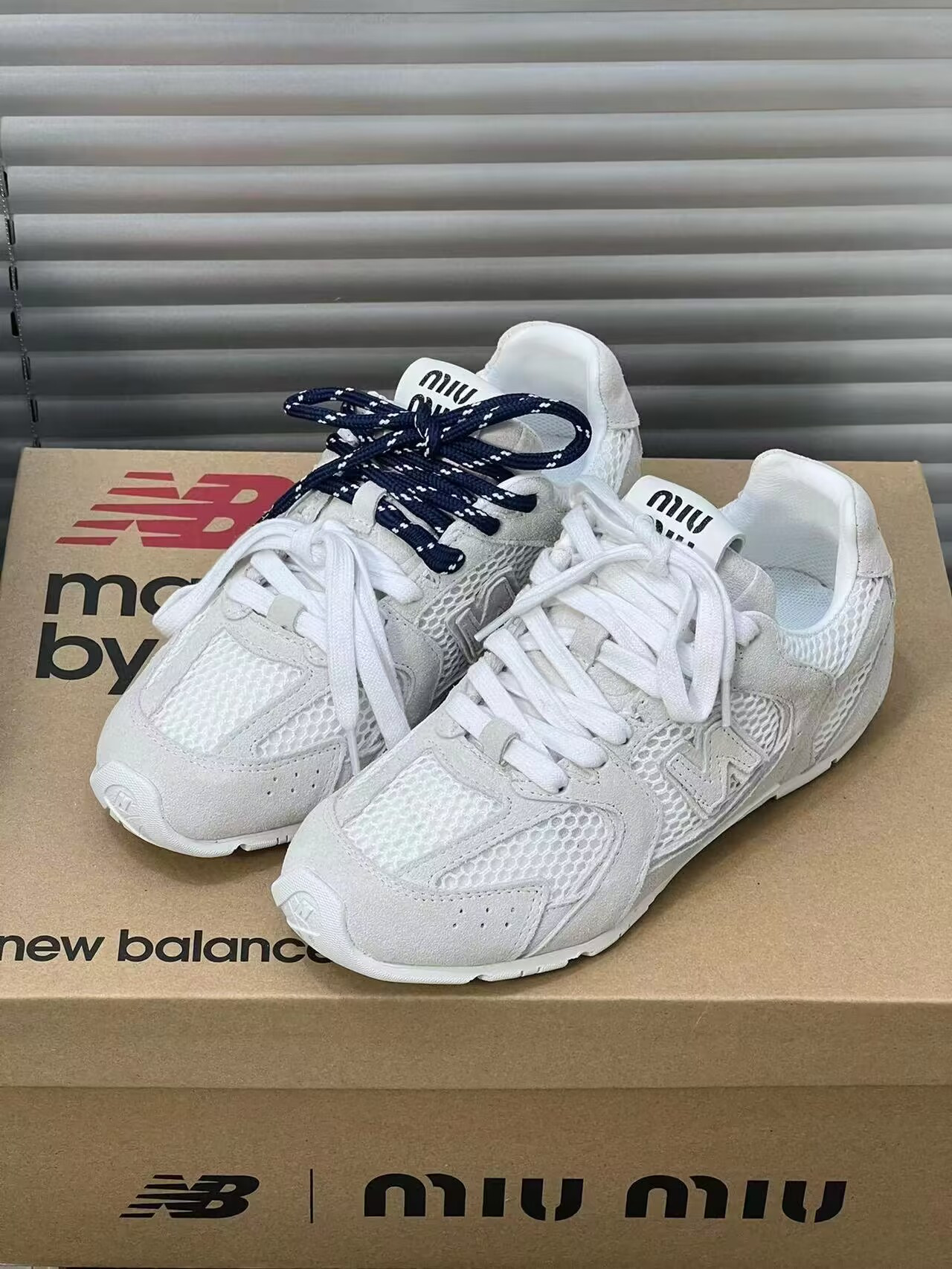 ua m1v m1v x new Ba1an*e 530 sl suede and mesh sneakers