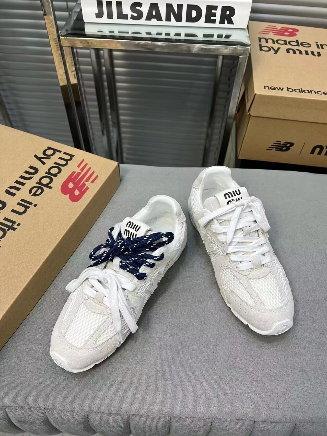 ua m1v m1v x new Ba1an*e 530 sl suede and mesh sneakers