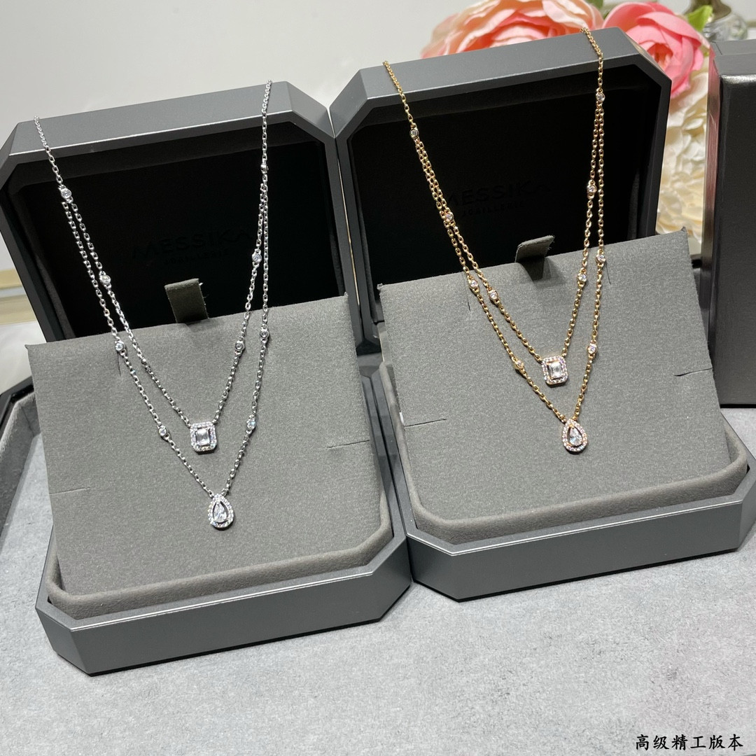 Mes1kaa double layer drop ice cube necklace chain length approx 44cm