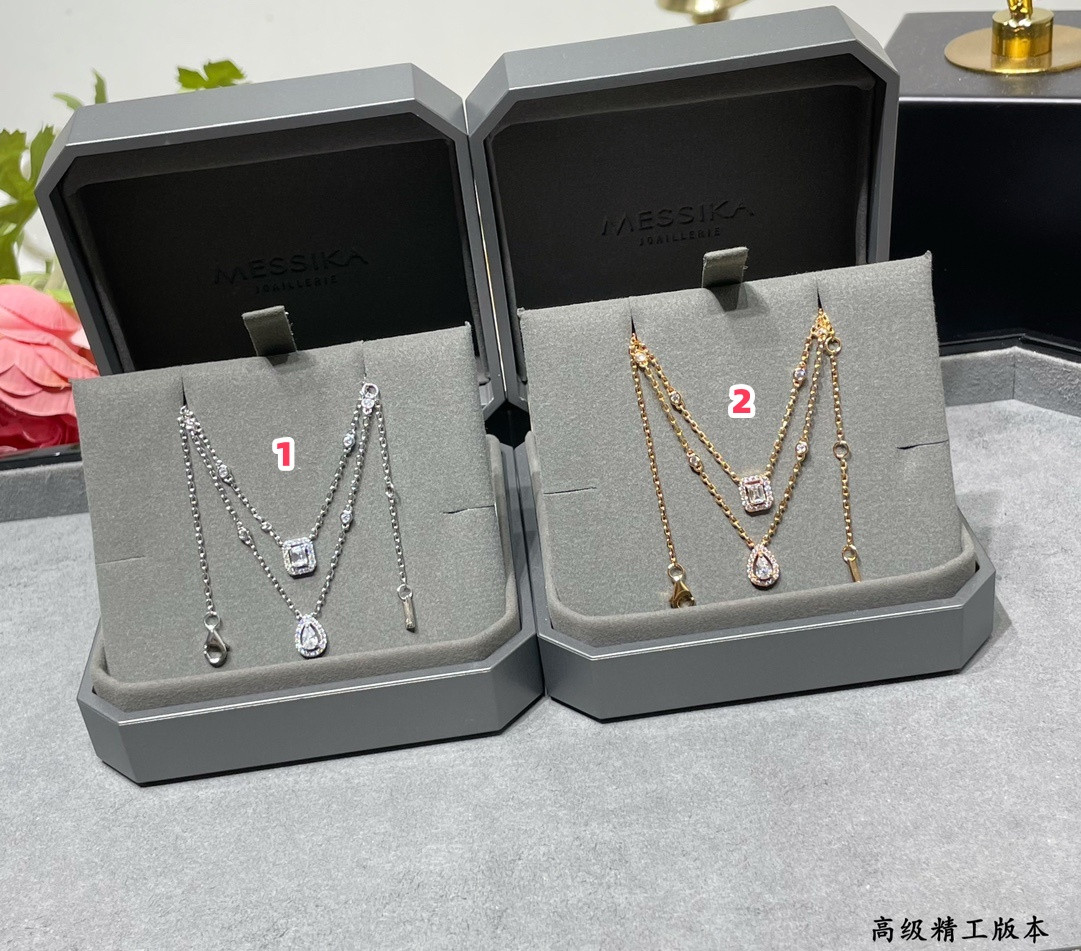 Mes1kaa double layer drop ice cube necklace chain length approx 44cm
