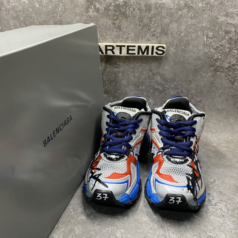 Ba*len*cia*ga graffiti runner sneaker in blue