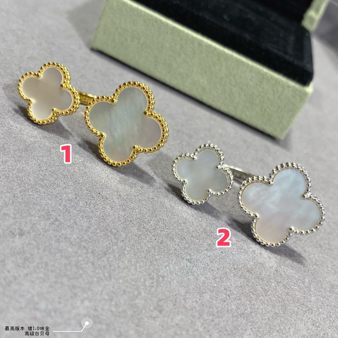 v*n cl*f & arpels four-leaf clover preM1vm white fritillary opening ring
