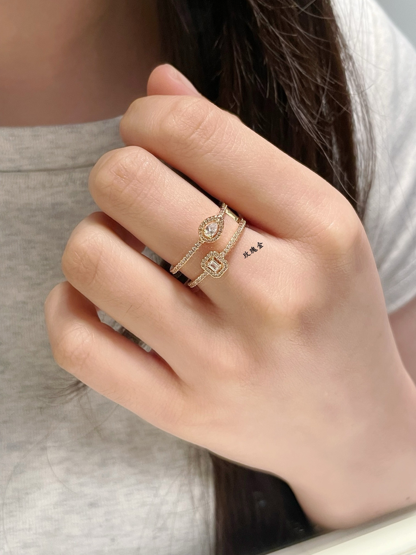 Mes1kaa water drop rock candy ring