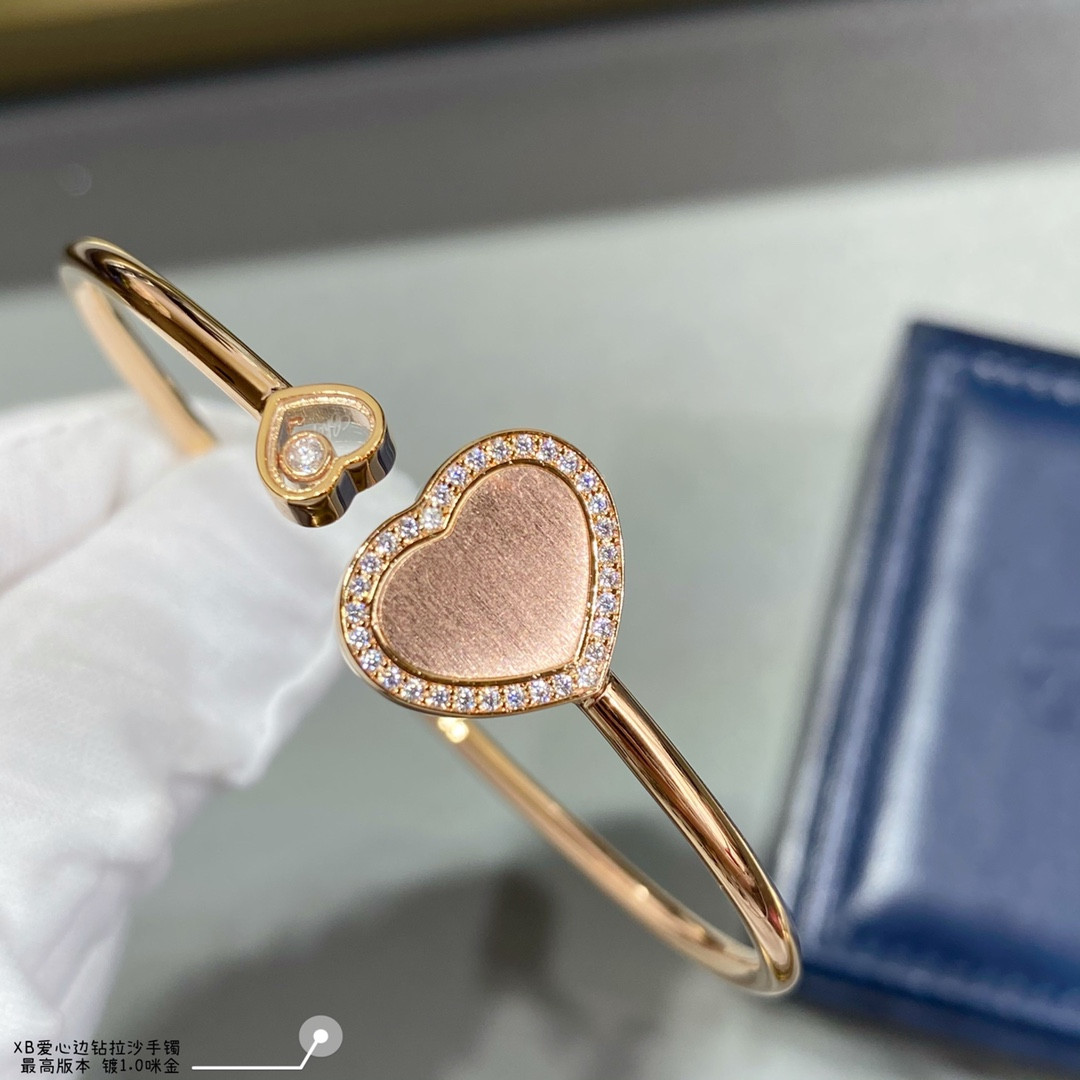 chopard heart-shaped edge Di*m*nd brushed bracelet