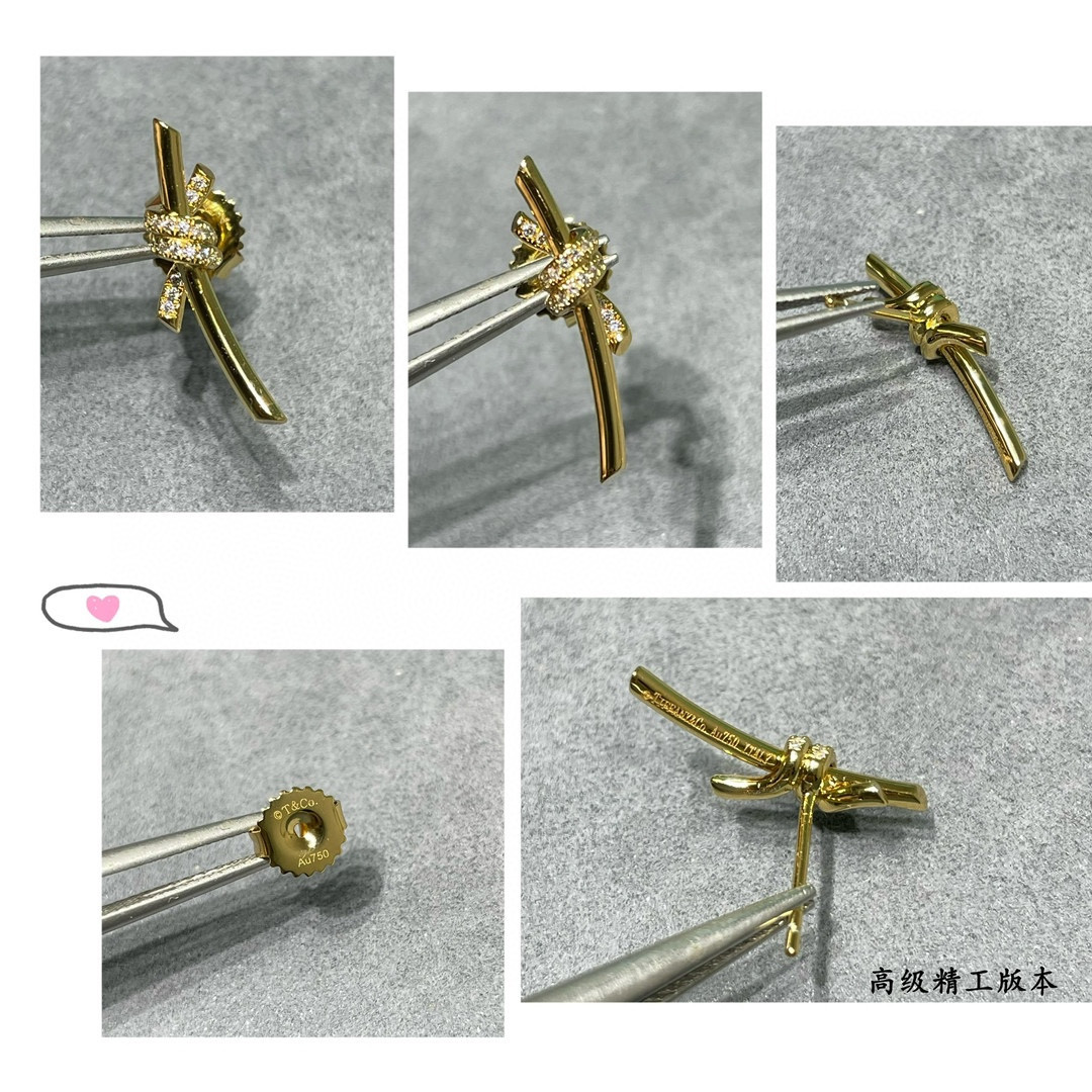 t*f*ny & co. half-Di*m*nd t wire knot stud earrings
