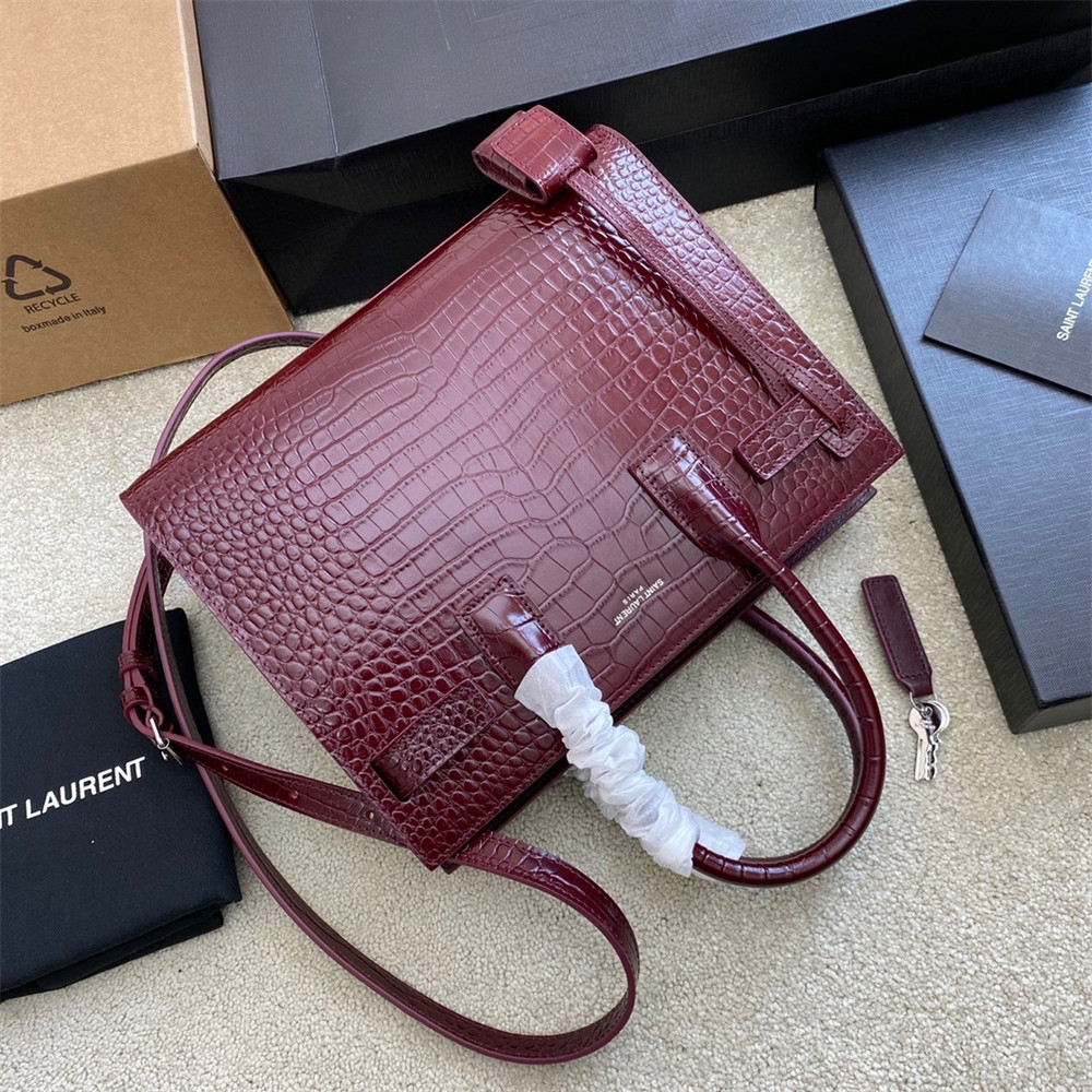 Y*L sac de jour baby in crocodile embossed leather red