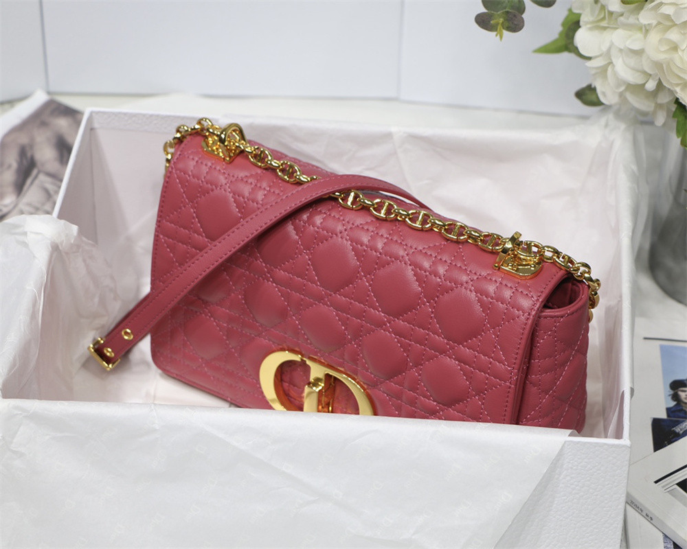 medium d*or caro bag S*pple cannage calfskin 25.5 x 15.5 x 8 cm