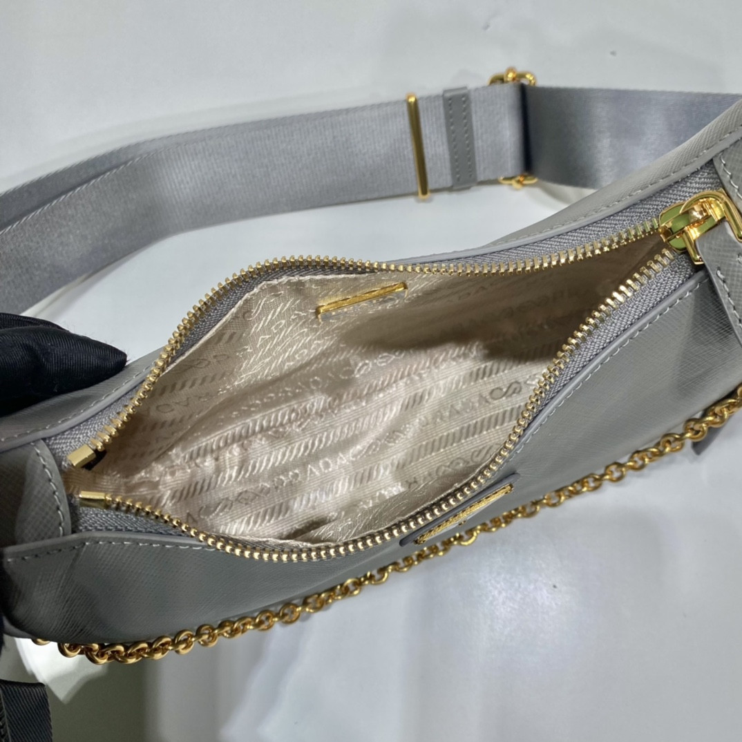 Pra*a re-edition 2005 saffiano leather bag grey