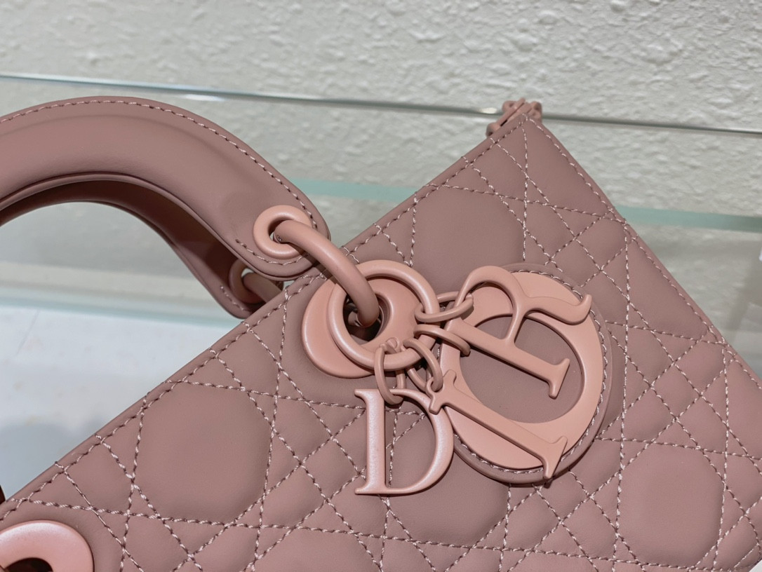 D*or small lady d-joy bag ultramatte pink cannage calfskin