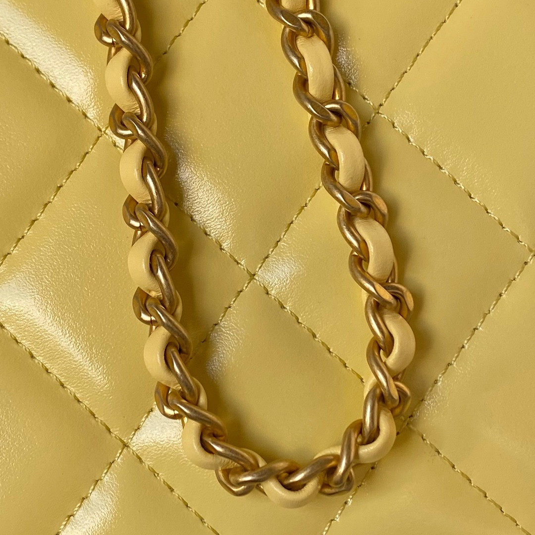 Ch*el mini flap bag yellow 12×19×8cm