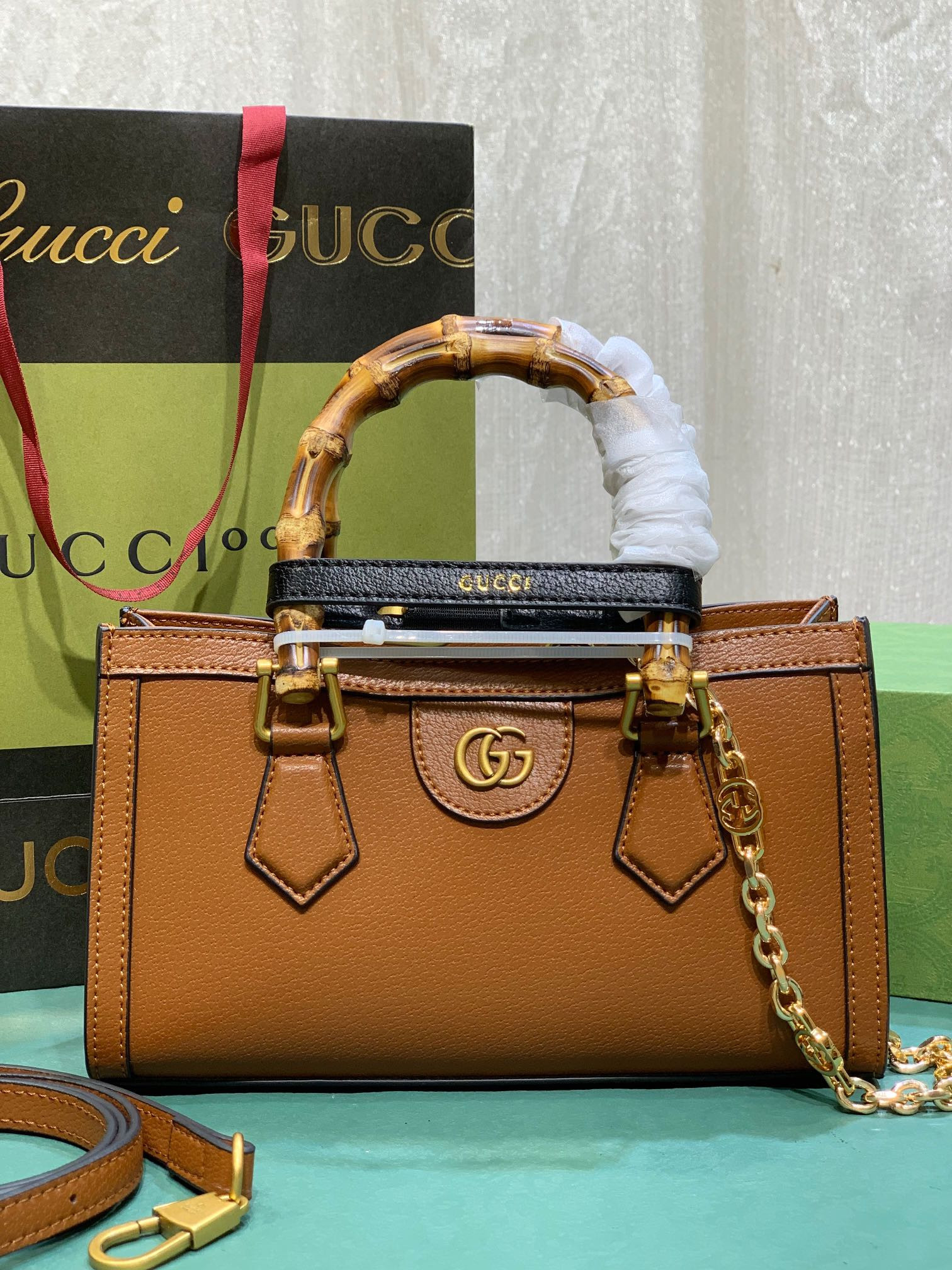 G*u*i diana small shoulder bag brown 25w x 16h x 9d cm
