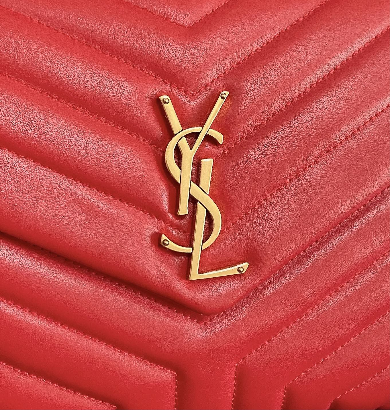 Y*L loulou medium in quilted leather red 12.5 x 8.6 x 3.5 inches
