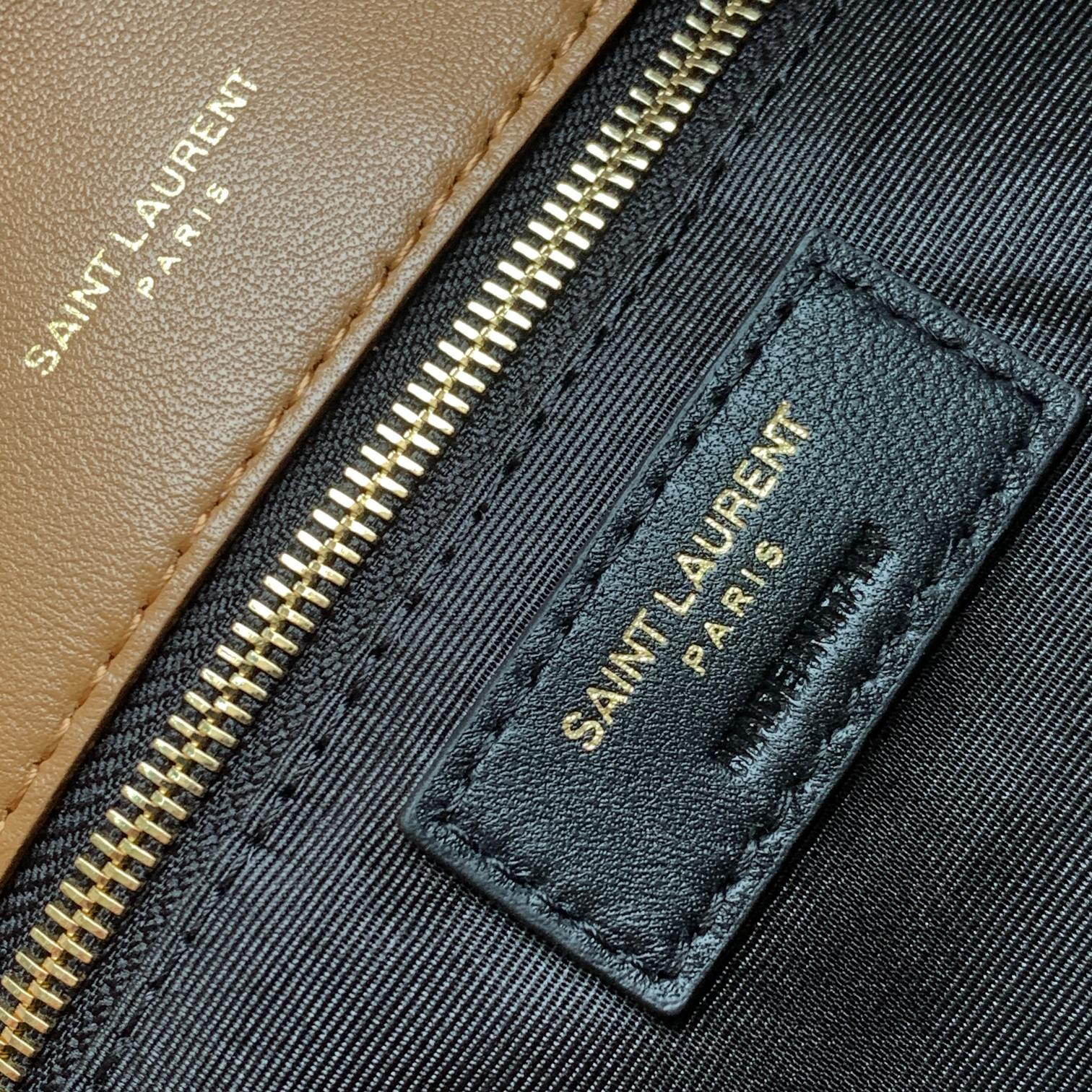 Y*L puffer medium in nappa leather brown 13.7 x 9 x 5.3 inches