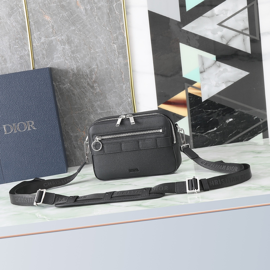 D*or safari bag with strap black 8.5 x 6 x 2.5 inches
