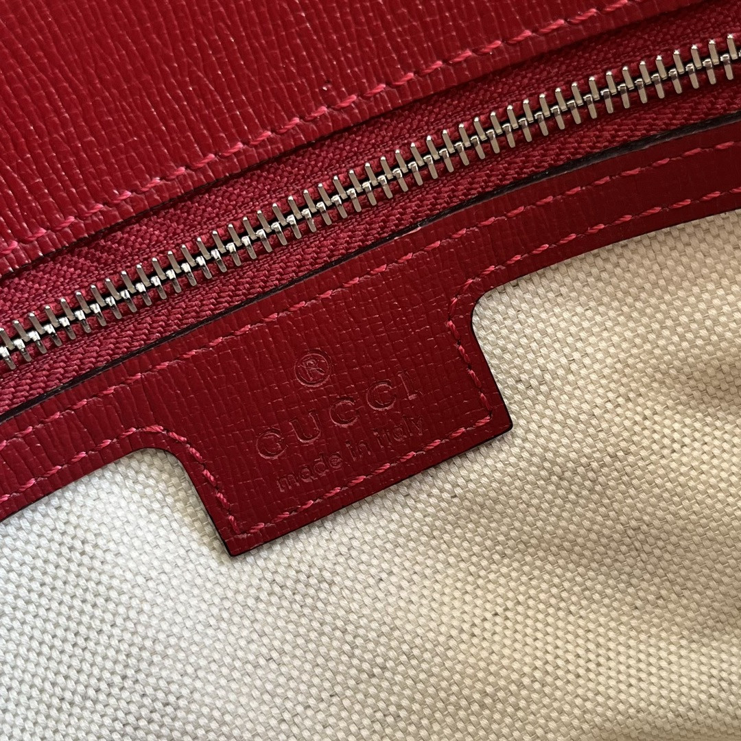 G*u*i horsebit 1955 small shoulder bag red 10.4"w x 6.7-4.1"h x 3.1-1.6"d