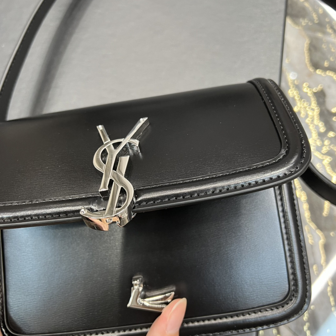 Y*L solferino small in glazed leather  7.4 x 5.1 x 1.9 inches