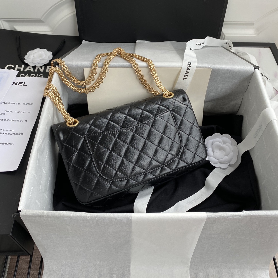 Ch*el 2.55 handbag black 6.2 × 9.4 × 2.9 in