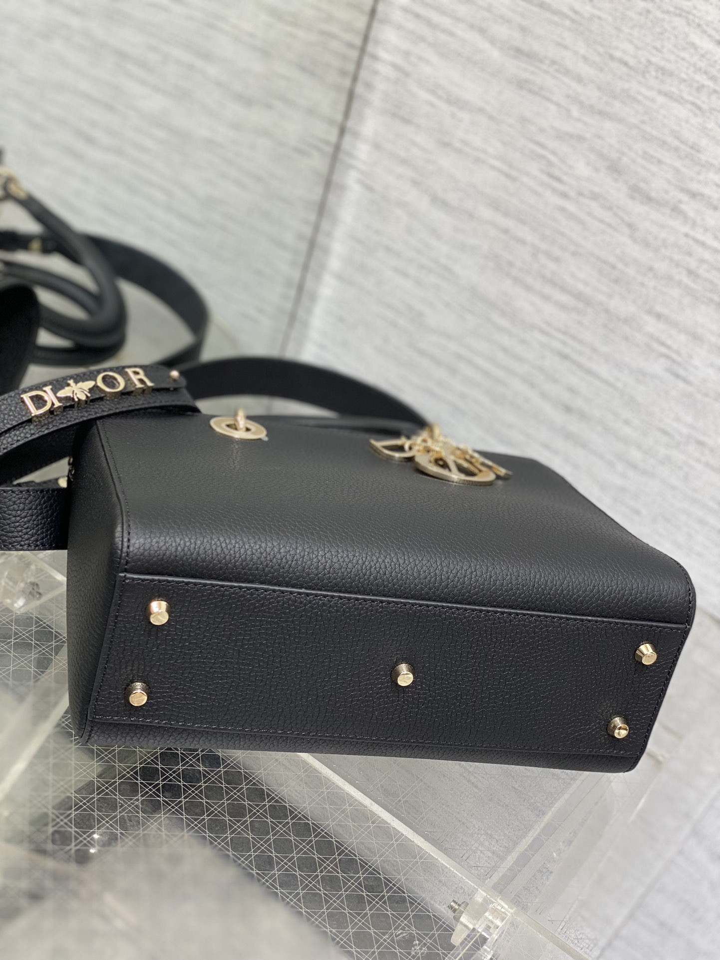 medium lady d-sire my abcD*or bag  black bull leather 12 x 8 x 5 inches