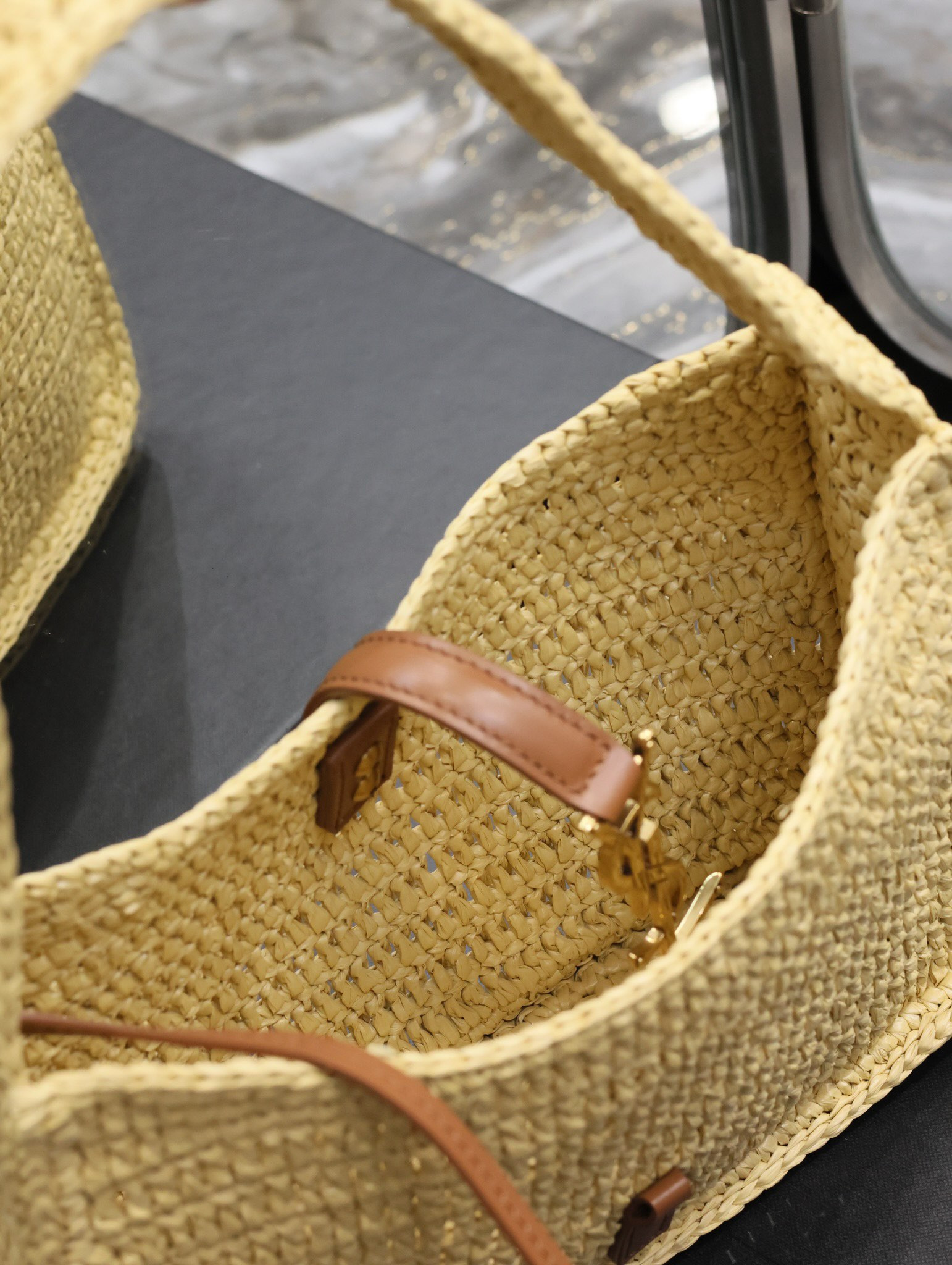 Y*L le 5 À 7 mini in raffia color natural 9.06x6.30x2.56 inches
