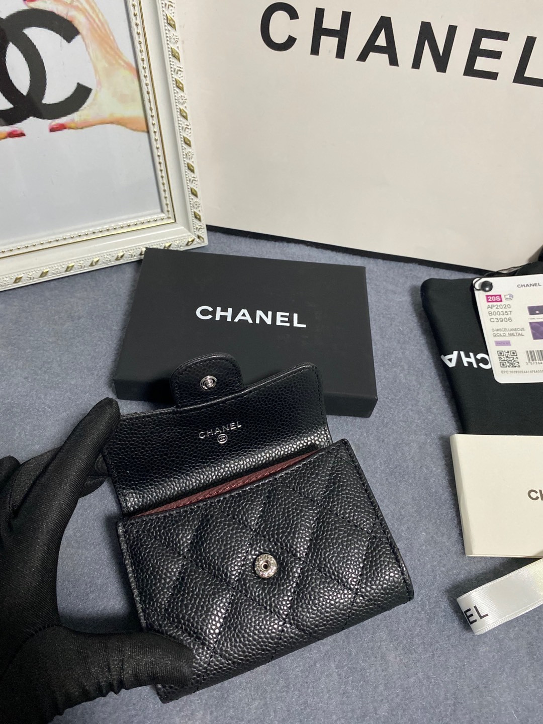 Ch*el flap wallet 12 x 8.5cm