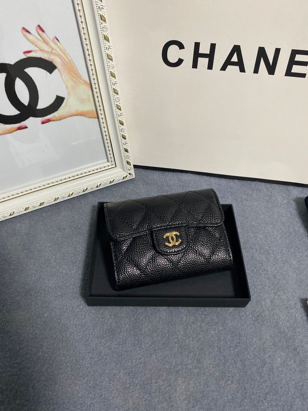 Ch*el flap wallet 12 x 8.5cm
