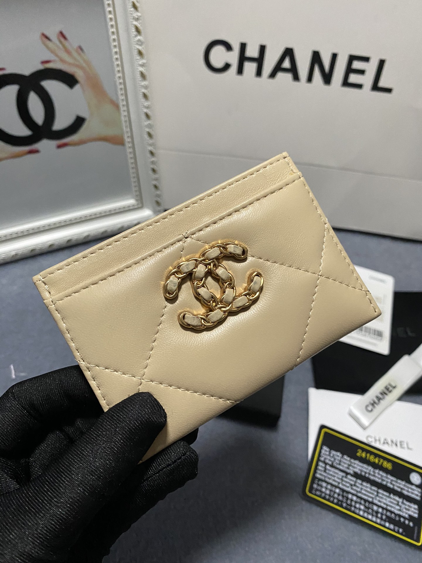 Ch*el card holder 11.2×7.5×0.5cm