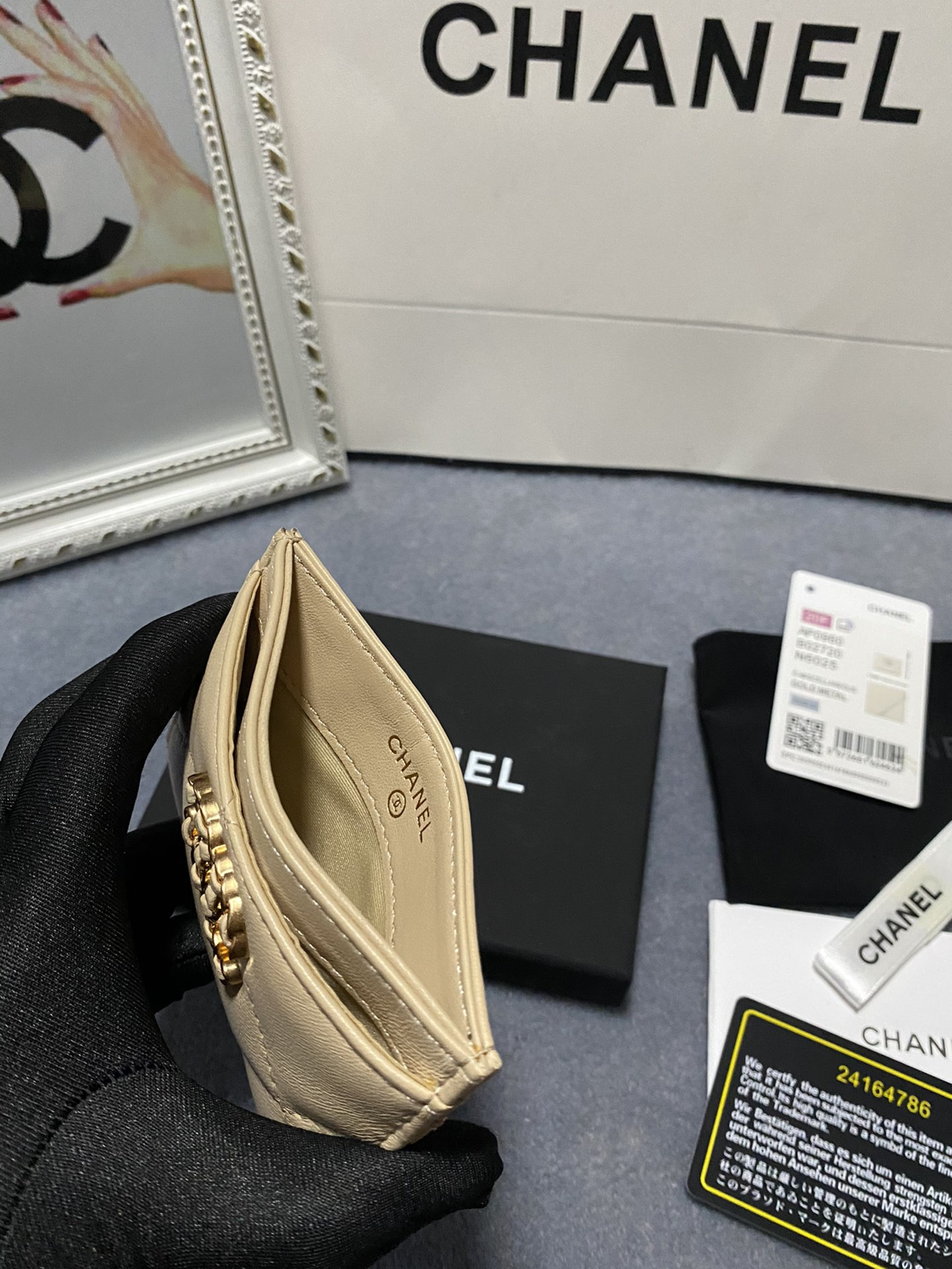 Ch*el card holder 11.2×7.5×0.5cm