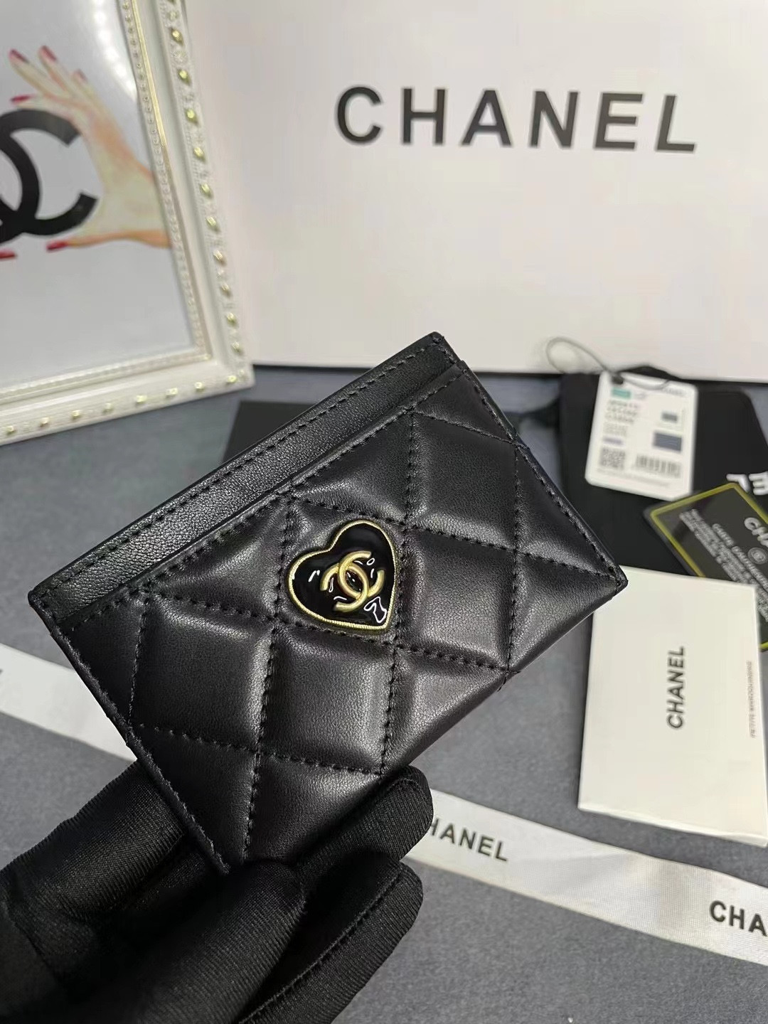 Ch*el card holder 11.2×7.5×0.5cm