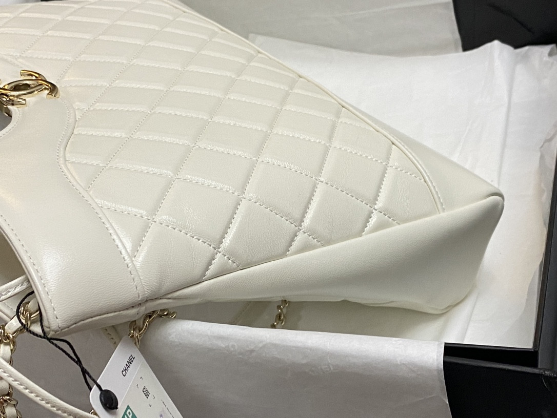 Ch*el  shopping bag shiny lambskin & gold-tone metal 35x39x8cm