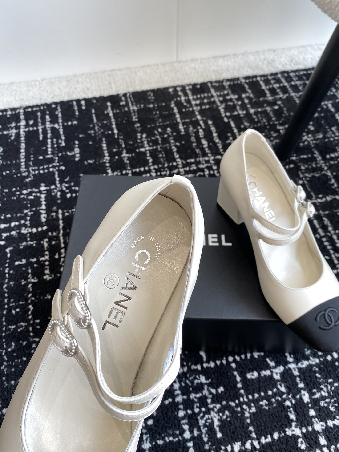 ua Ch*el mary janes lambskin & grosgrain