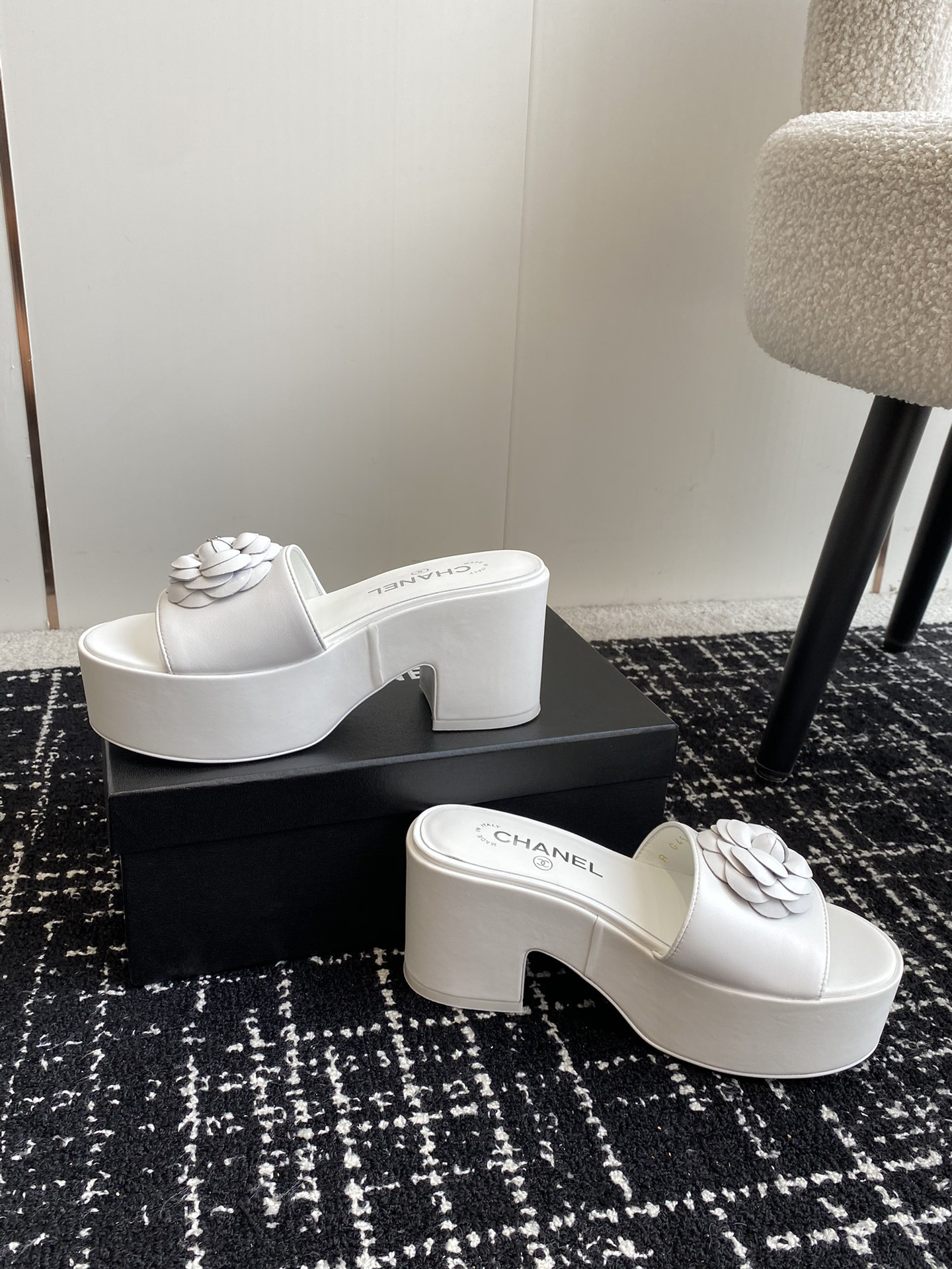 ua Ch*el mules platform heels