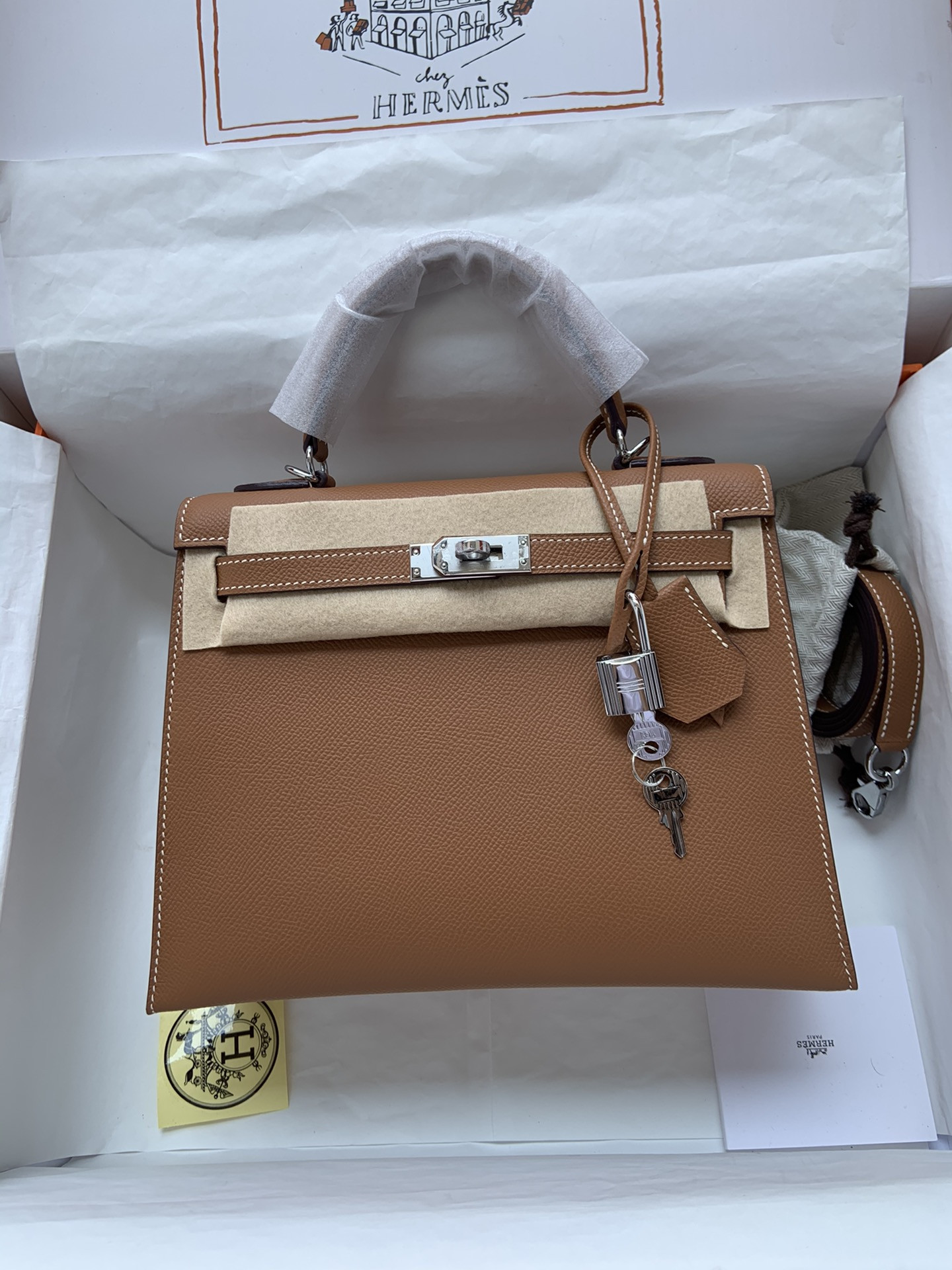 HERMÈS Kelly Silver-tone Hardware 25 28