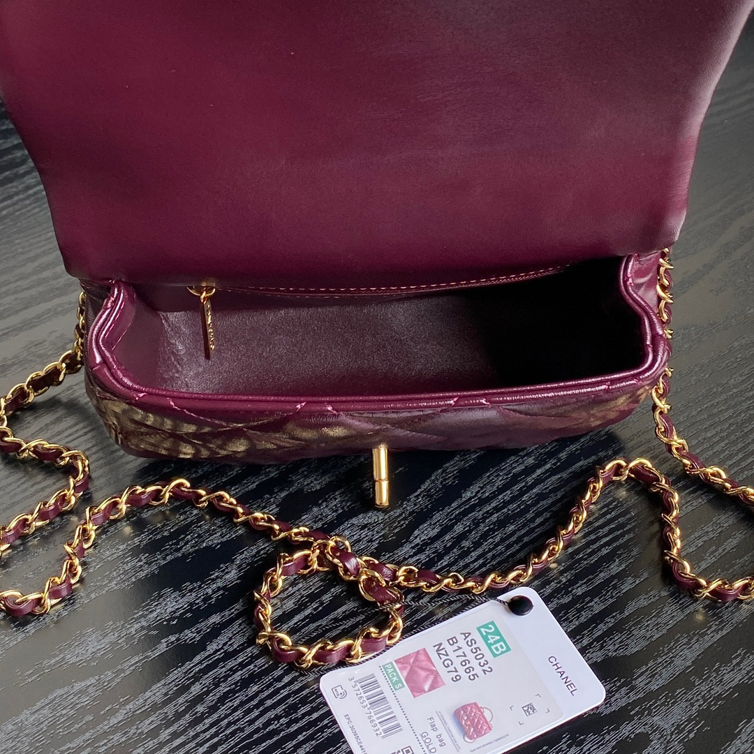 Ch*el mini flap bag with top handle 14×19×8.5cm