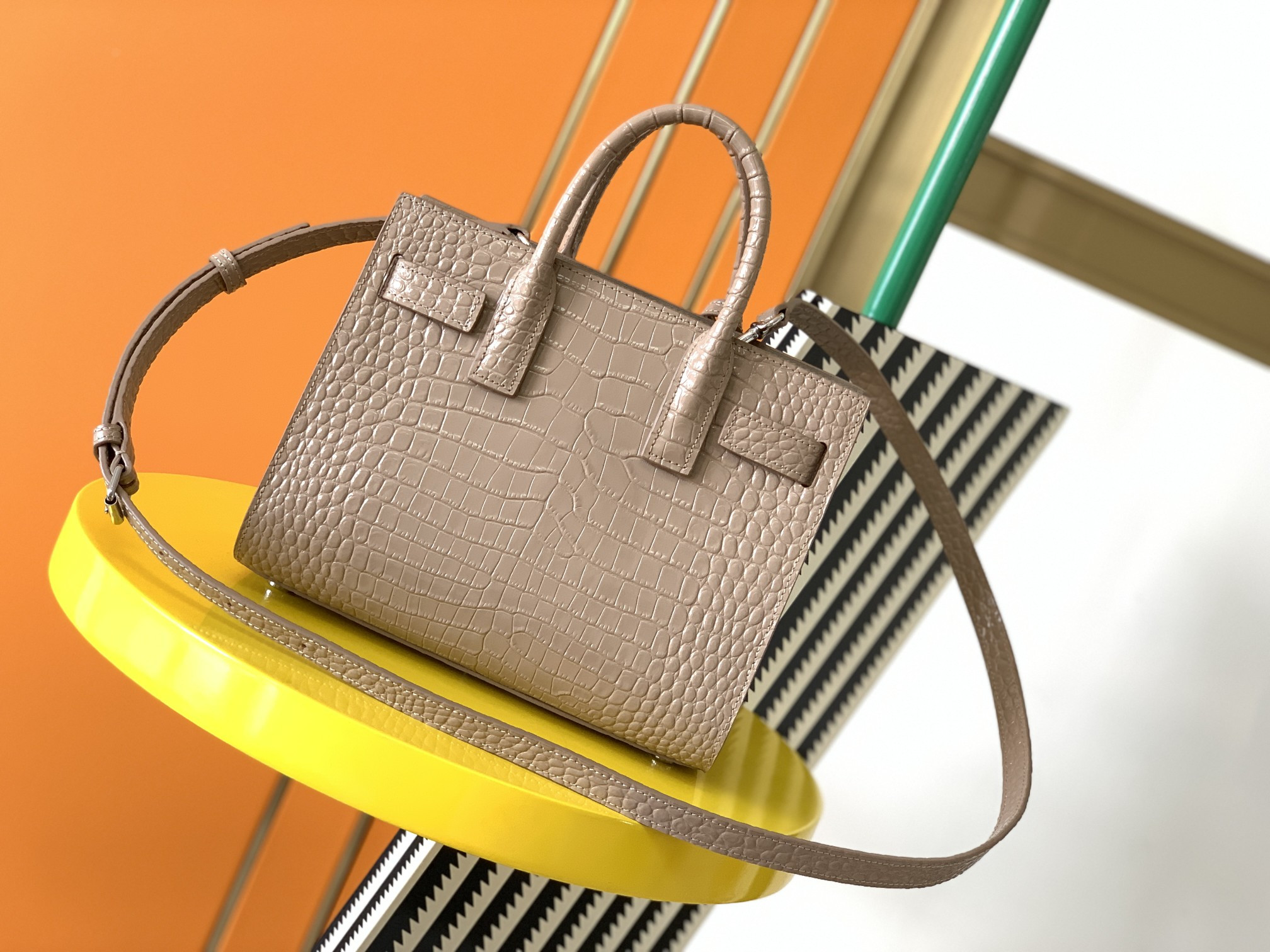 Y*L sac de jour in crocodile embossed leather - nano 22x18x10.5cm