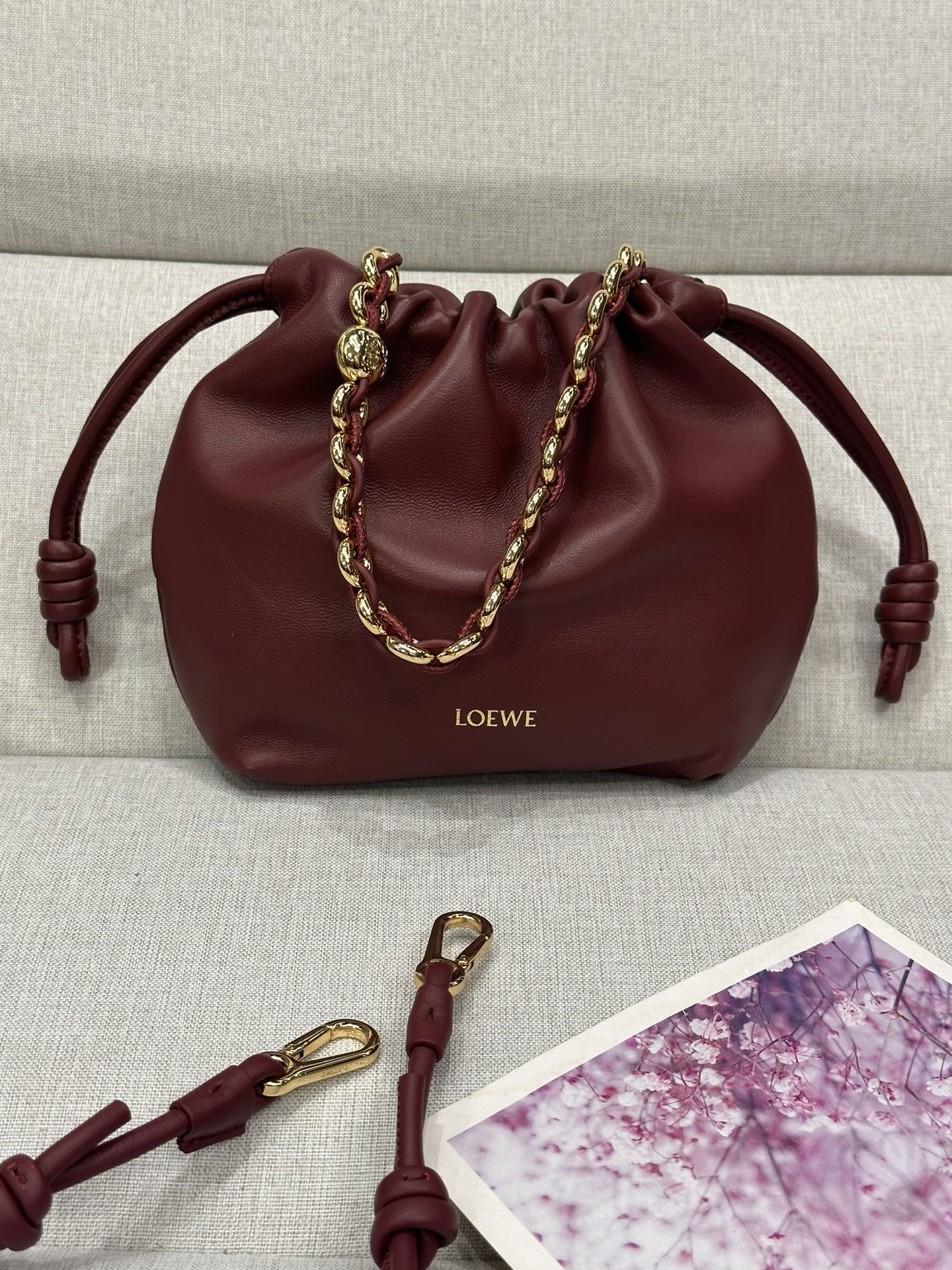 L0ew* mini flamenco purse bag in mellow nappa lambskin 23x17x5.5cm