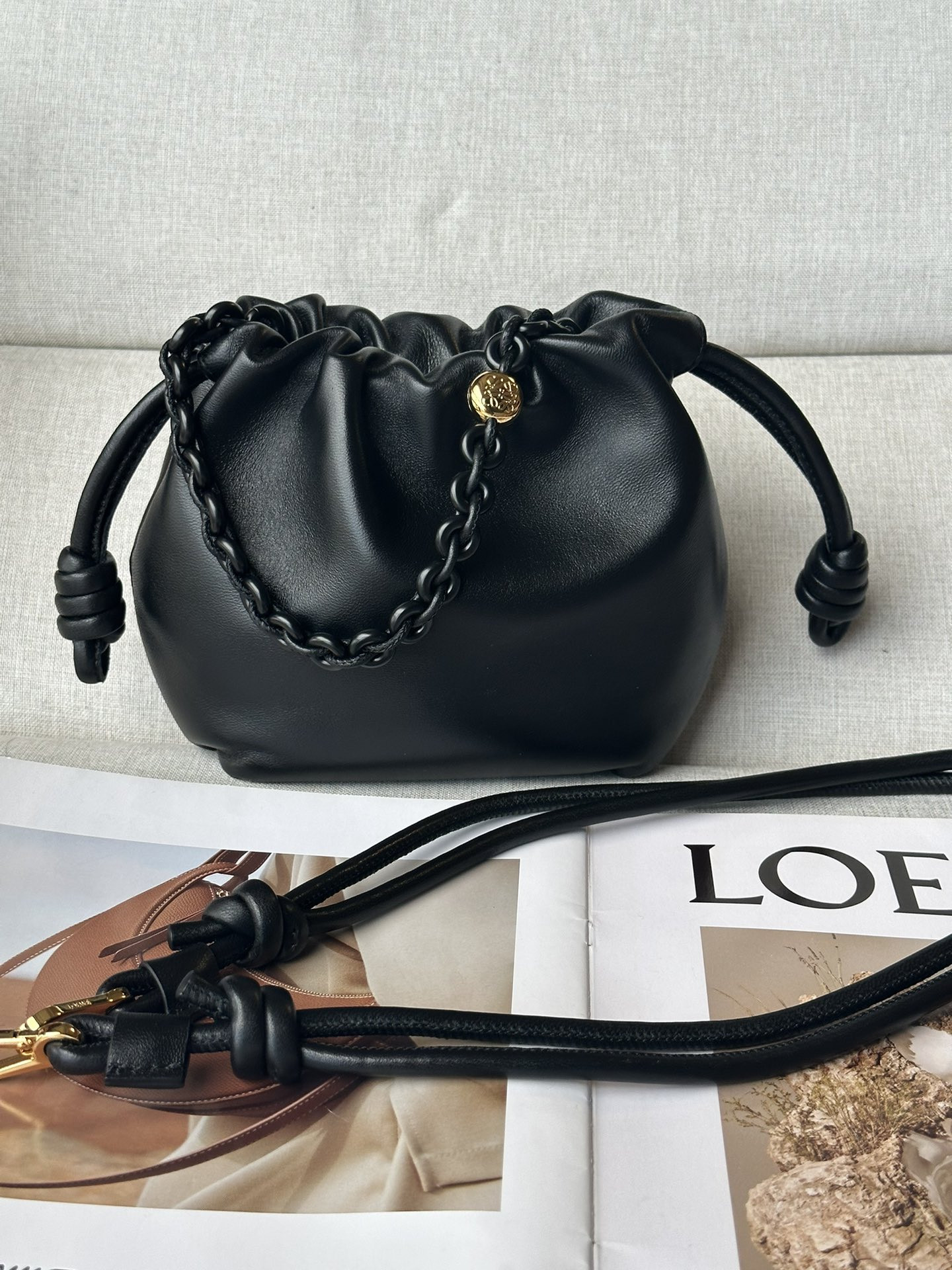 L0ew* mini flamenco purse bag in mellow nappa lambskin 23x17x5.5cm
