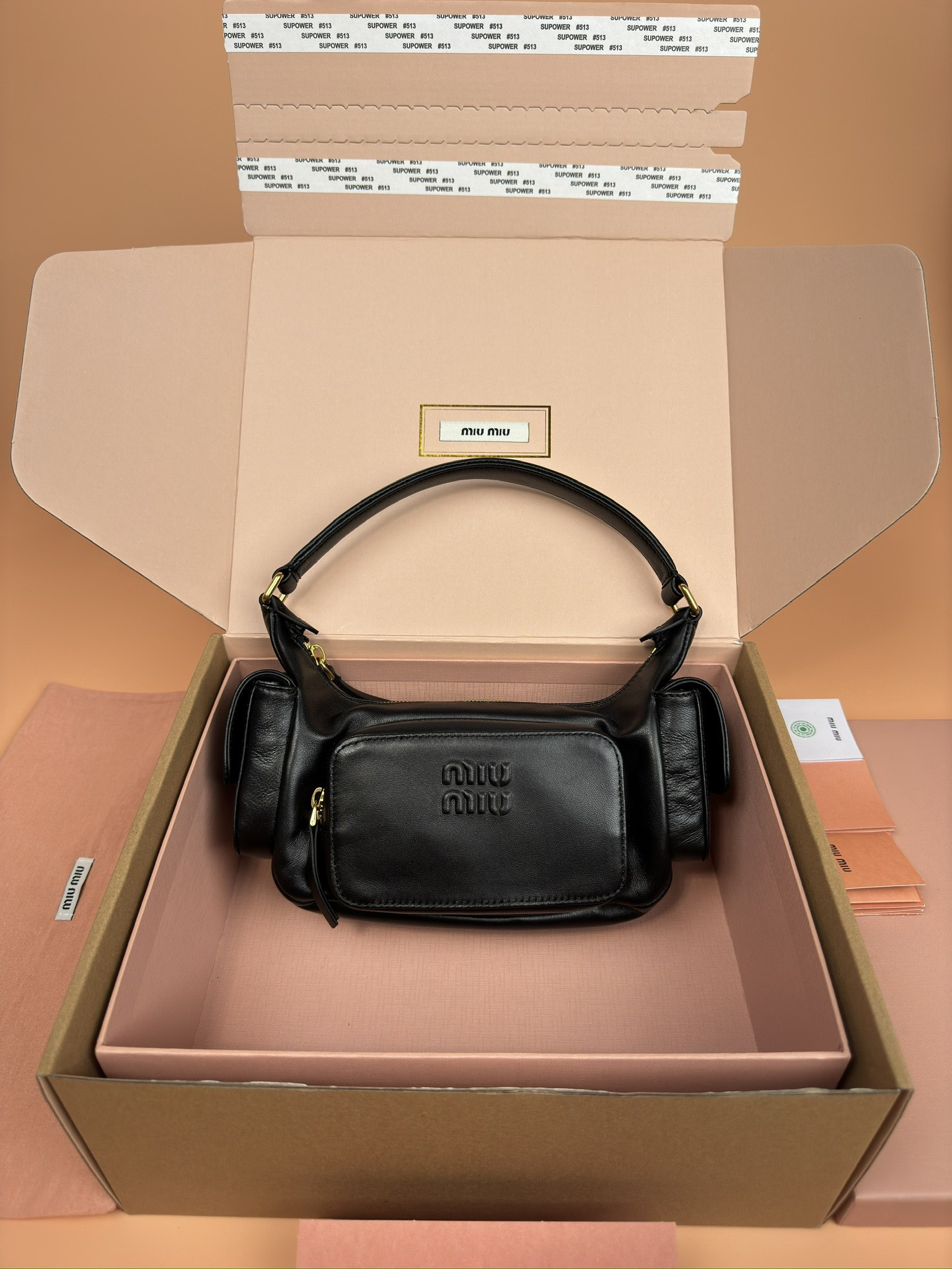 M1v M1v hobo nappa leather pocket bag 12x21x6cm